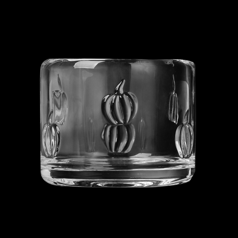 Home Decor Emboss Pattern Glass Vessel 335ml Empty Candle Jar