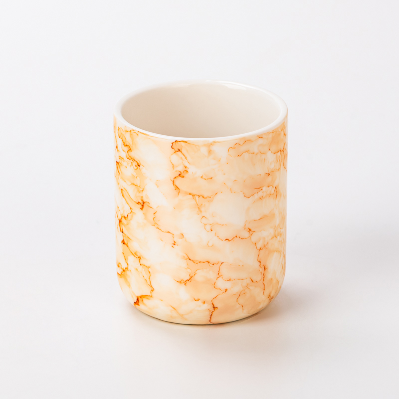 Modern Style Marble Pattern Ceramic Jar Empty Ceramic Candle Holder for Candle Packing