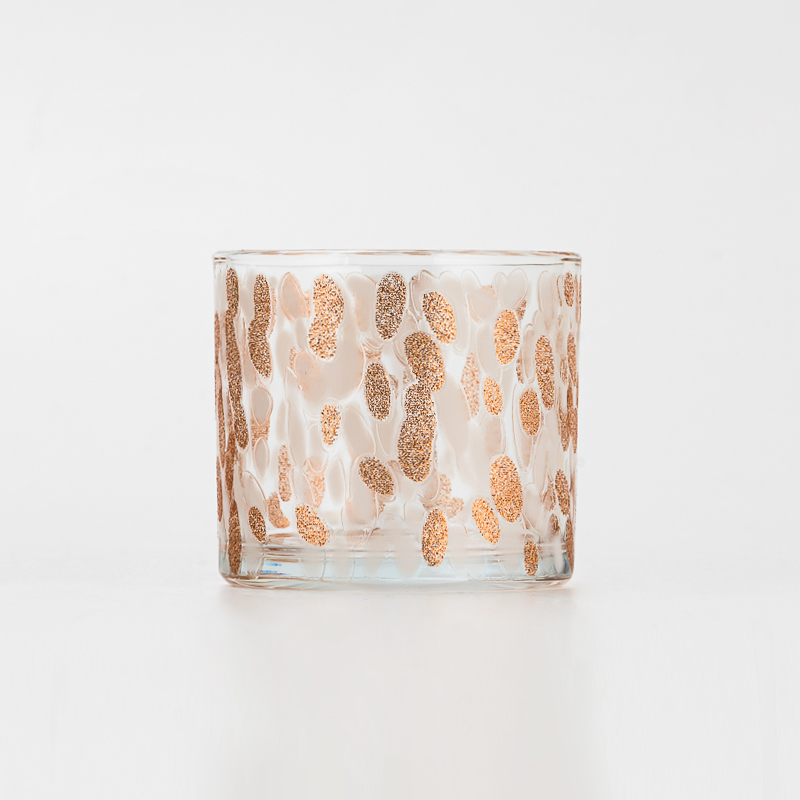 Wholesaling Elegant Decal Artistic PatternTransparent Glass Candle Jar for Home, Wedding & Party Decor