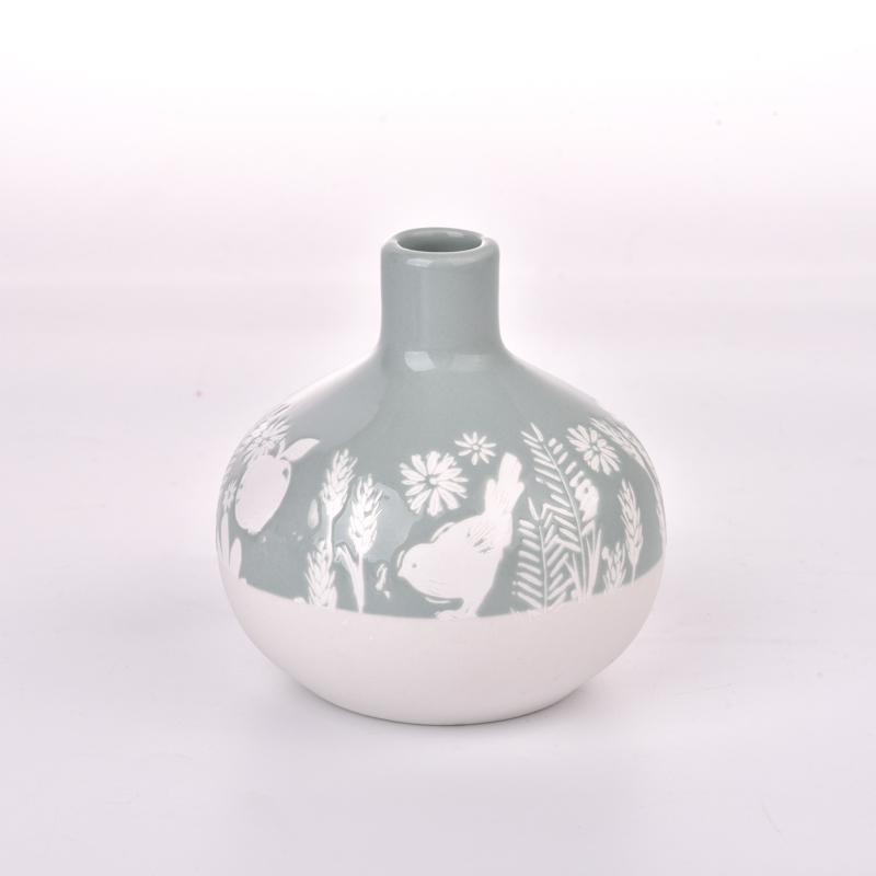Home Decoration 336ml Glazed Ceramic Vessel Aroma Handmade Durable Recyclable Reed Diffuser Bottle