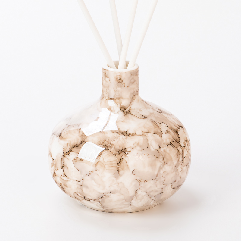 Glossy Water Transfer Printing Round Ceramic Fragrance Diffuser Bottle Wholesaling