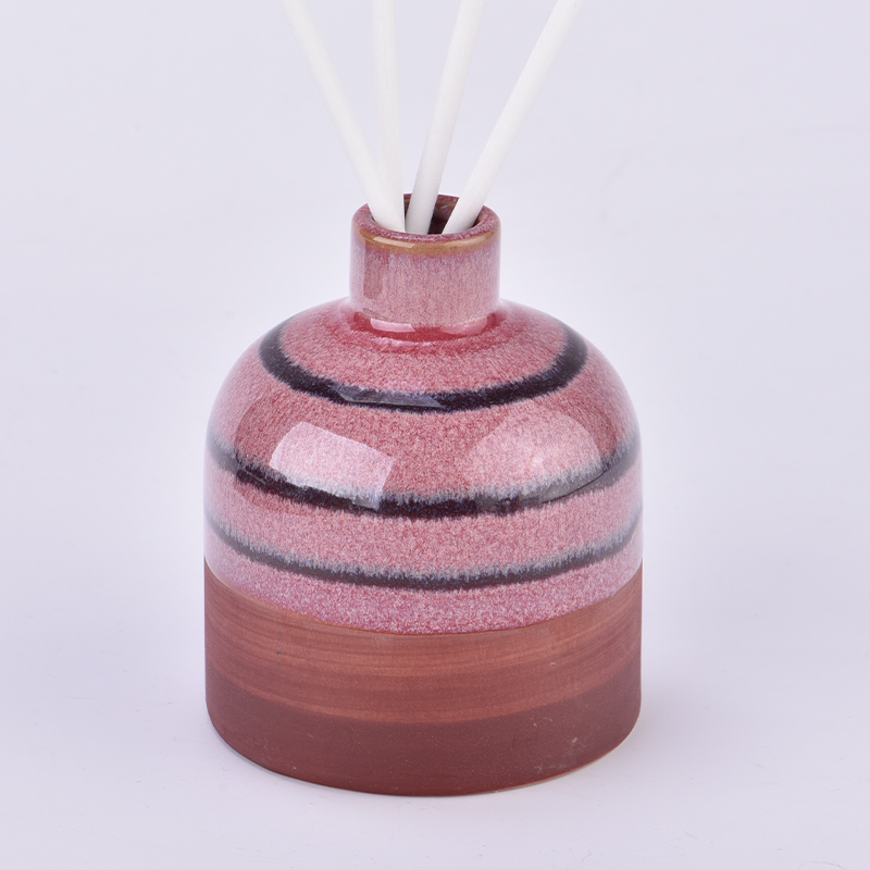 Luxury Colored Glazed Ceramic Reed Diffuser Bottle for Home Fragrance