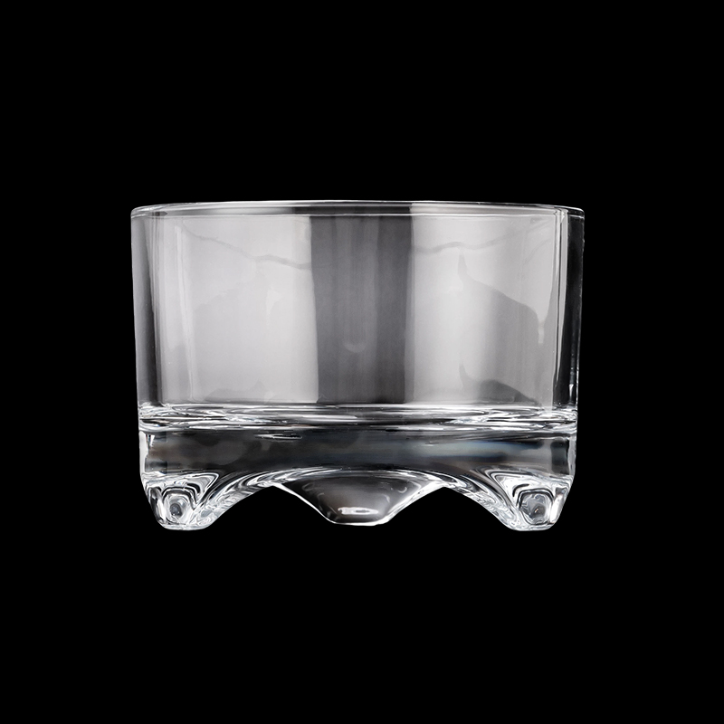 Modern Custom Clear Glass Candle Jar with Unique Base 16oz Capacity for Weddings & Christmas Home Decor