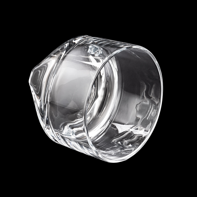 Modern Custom Clear Glass Candle Jar with Unique Base 16oz Capacity for Weddings & Christmas Home Decor