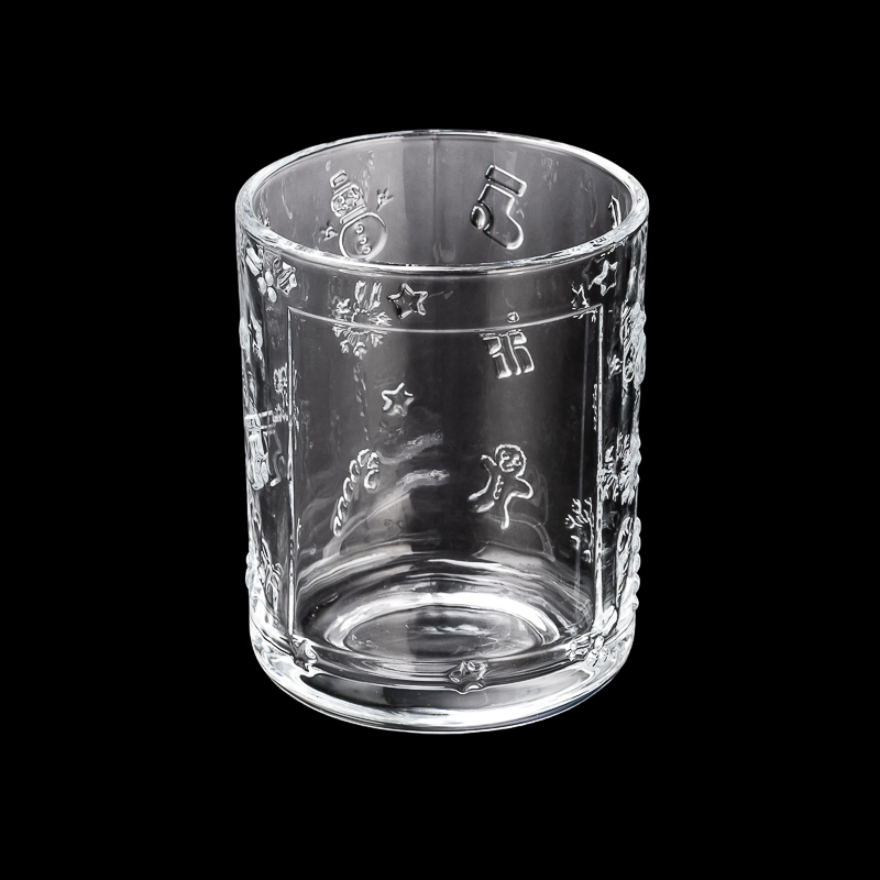New Arrival Custom Label & Color 15oz Cylinder Glass Candle Jar with Fancy Pattern for Home and Wedding Decorations