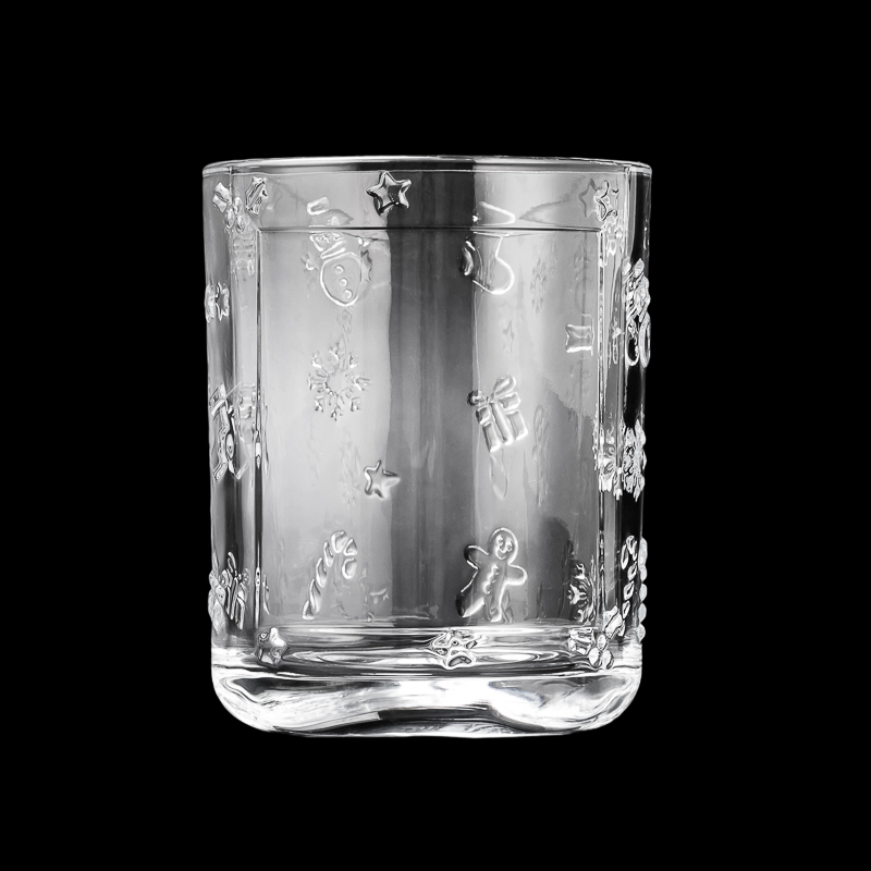 New Arrival Custom Label & Color 15oz Cylinder Glass Candle Jar with Fancy Pattern for Home and Wedding Decorations