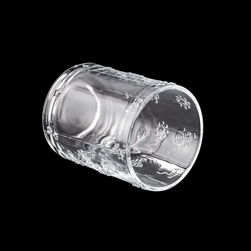 New Arrival Custom Label & Color 15oz Cylinder Glass Candle Jar with Fancy Pattern for Home and Wedding Decorations