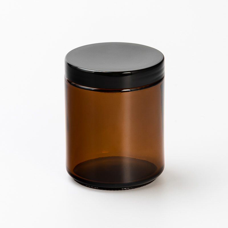Modern Customized Color Amber 270ml Glass Candle Jar with Black Lid Custom Logo Recyclable for Home Decoration