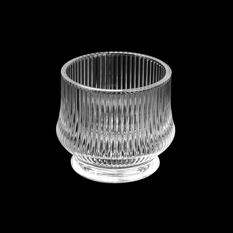 Luxury Stripe Design Clear Glass Candle Holder for Home Decoration Scented Candle