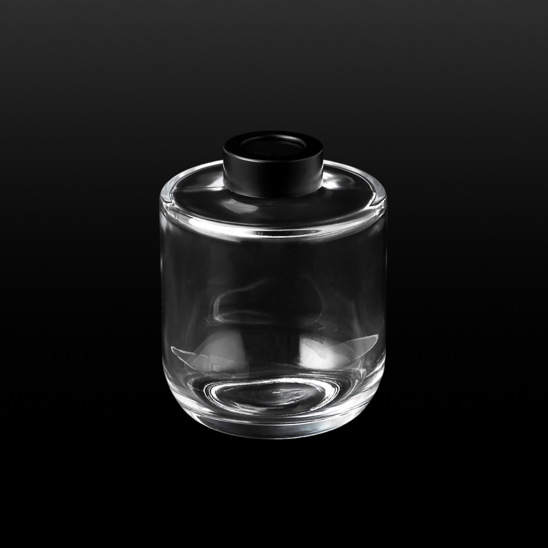 Clear Glass Reed Diffuser Bottle Round Bottom Black Cap Empty Fragrance Container Home Decor