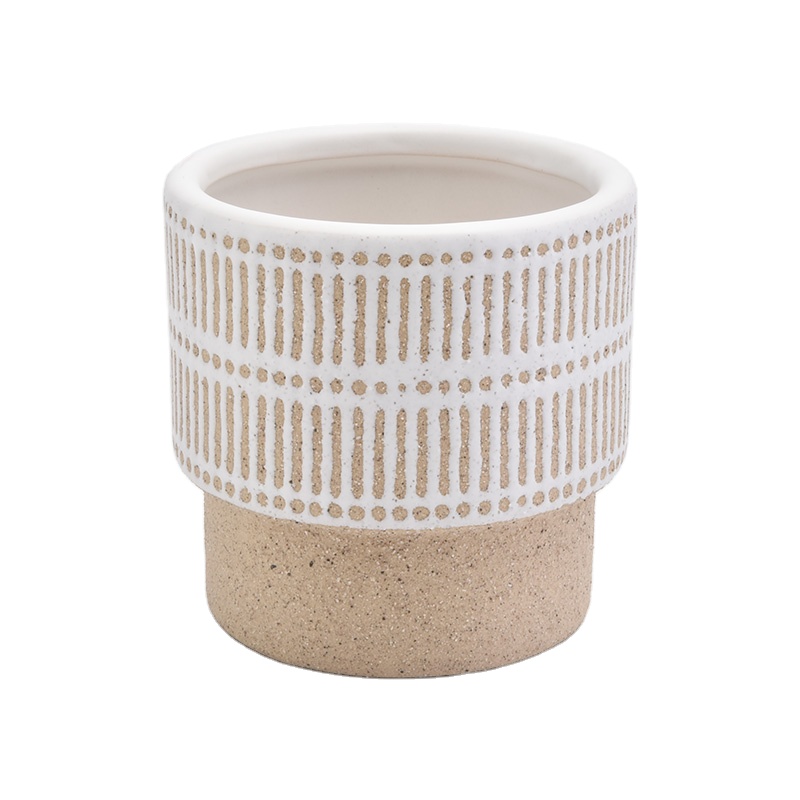 18oz Sand Effect Yellow Ceramic Candle Holders Candle Jars for Home Decor