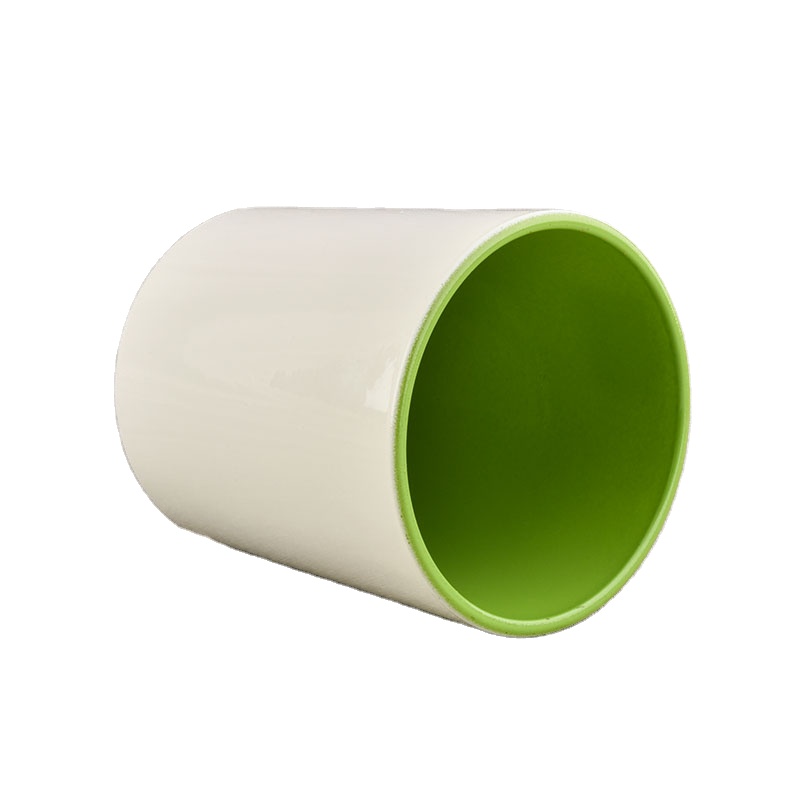 white color candle holder glass with logo printing