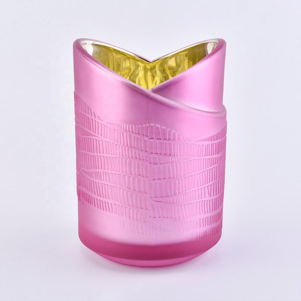 Sunny design Luxury heart shape pink candle glass jar