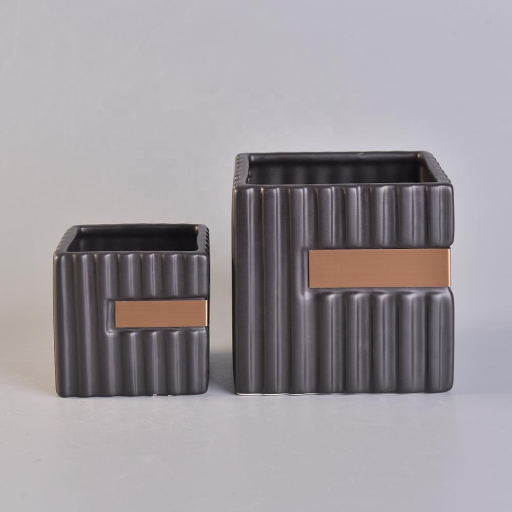 Sunny design square black luxury ceramic candle holders wholesale