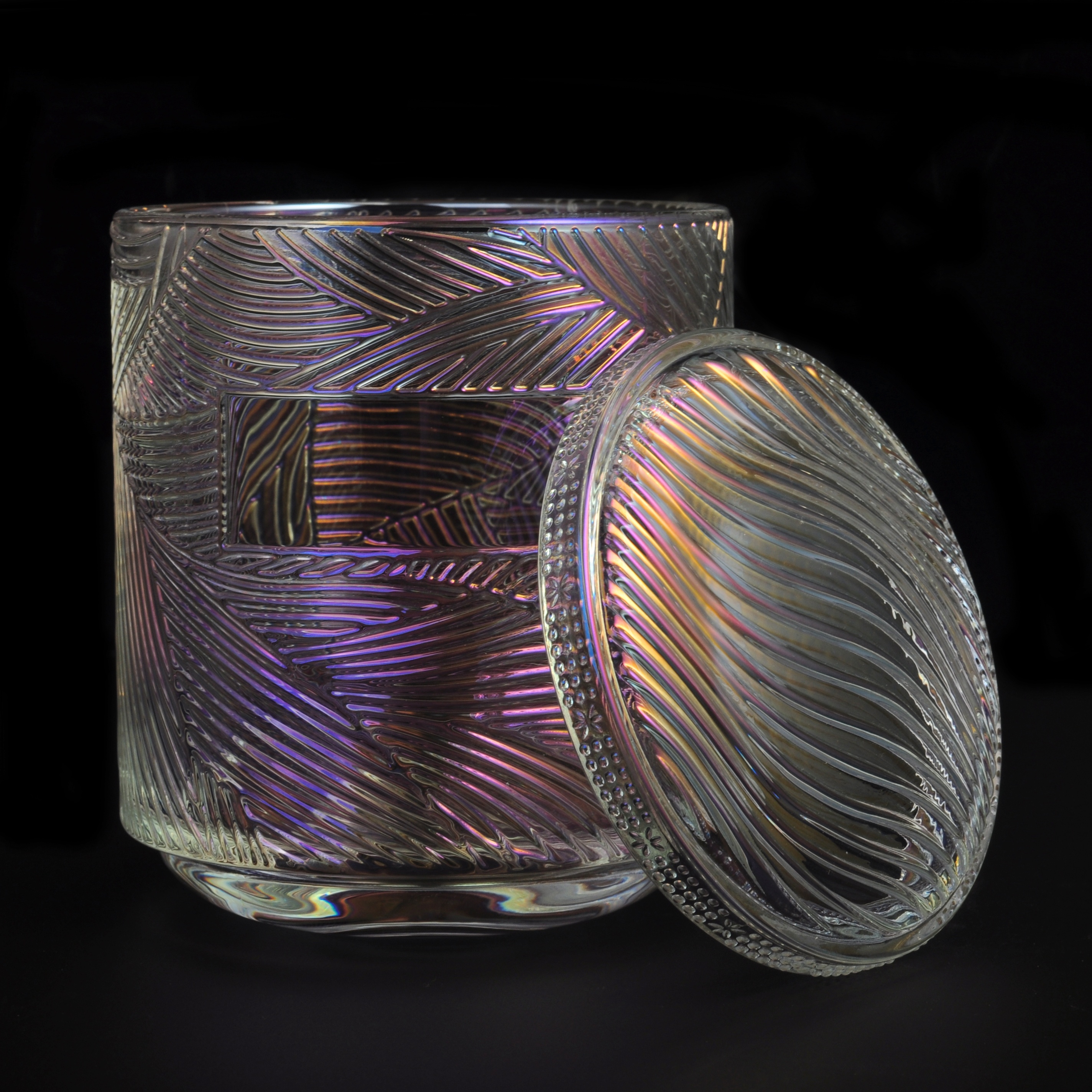 10oz Wholesales Christmas lotus crystal tealight glass candle holder with lid