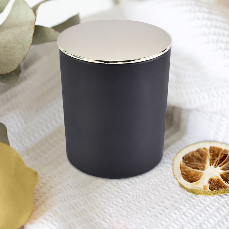 black luxury candle containers with metal lid