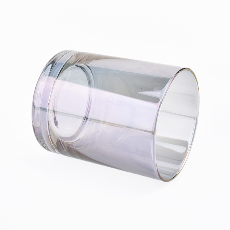 colored candle jars glass with iridescent colors