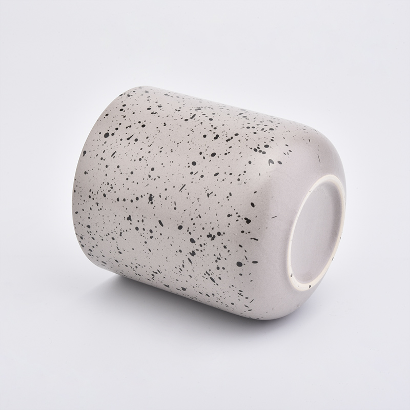 12oz spot pattern grey ceramic candle holders for home decorations