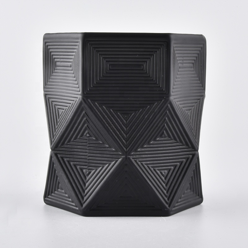 10oz 20oz Wholesales black geo candle glass jars