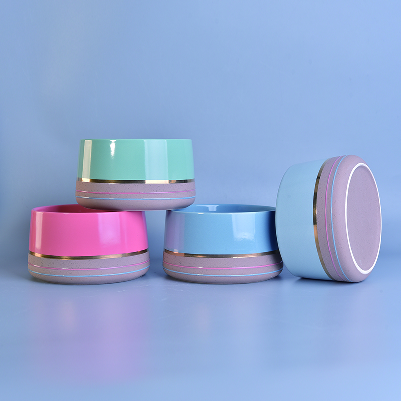 Wholesales chinese custom blue matte Ceramic Candle vessel