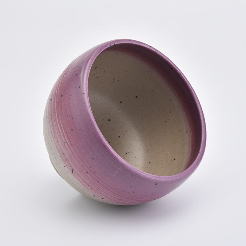 12oz round shape rough finish pink ceramic candle holders for home decorations