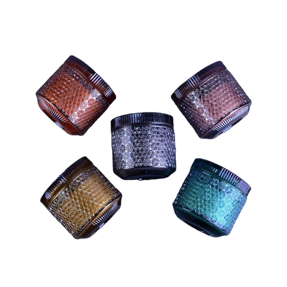 Sunny design luxury glass candle jar with lid home decoration