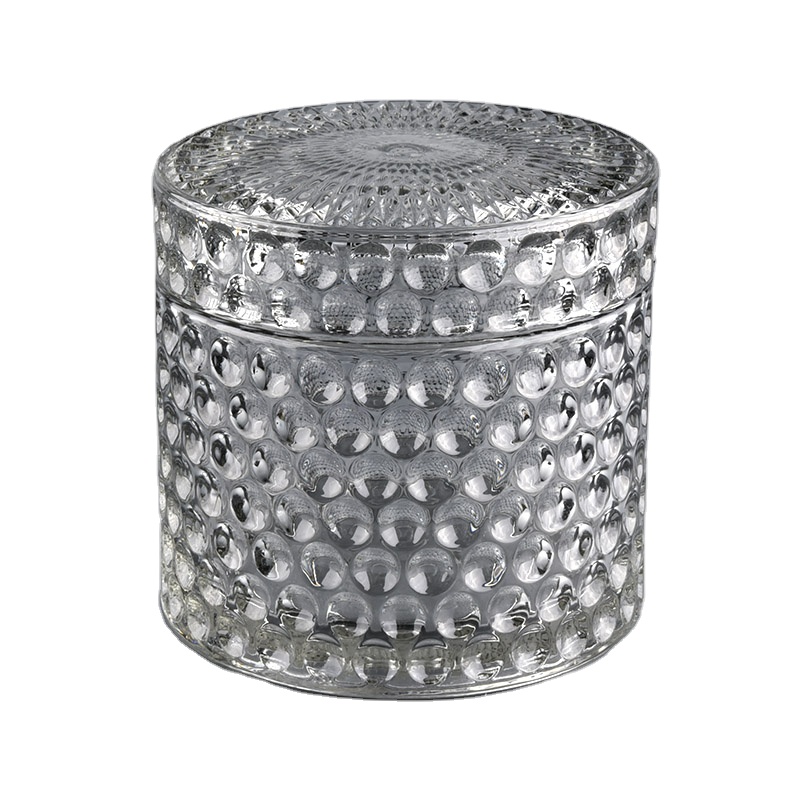 luxury geo cut candle jar glass with glass lids