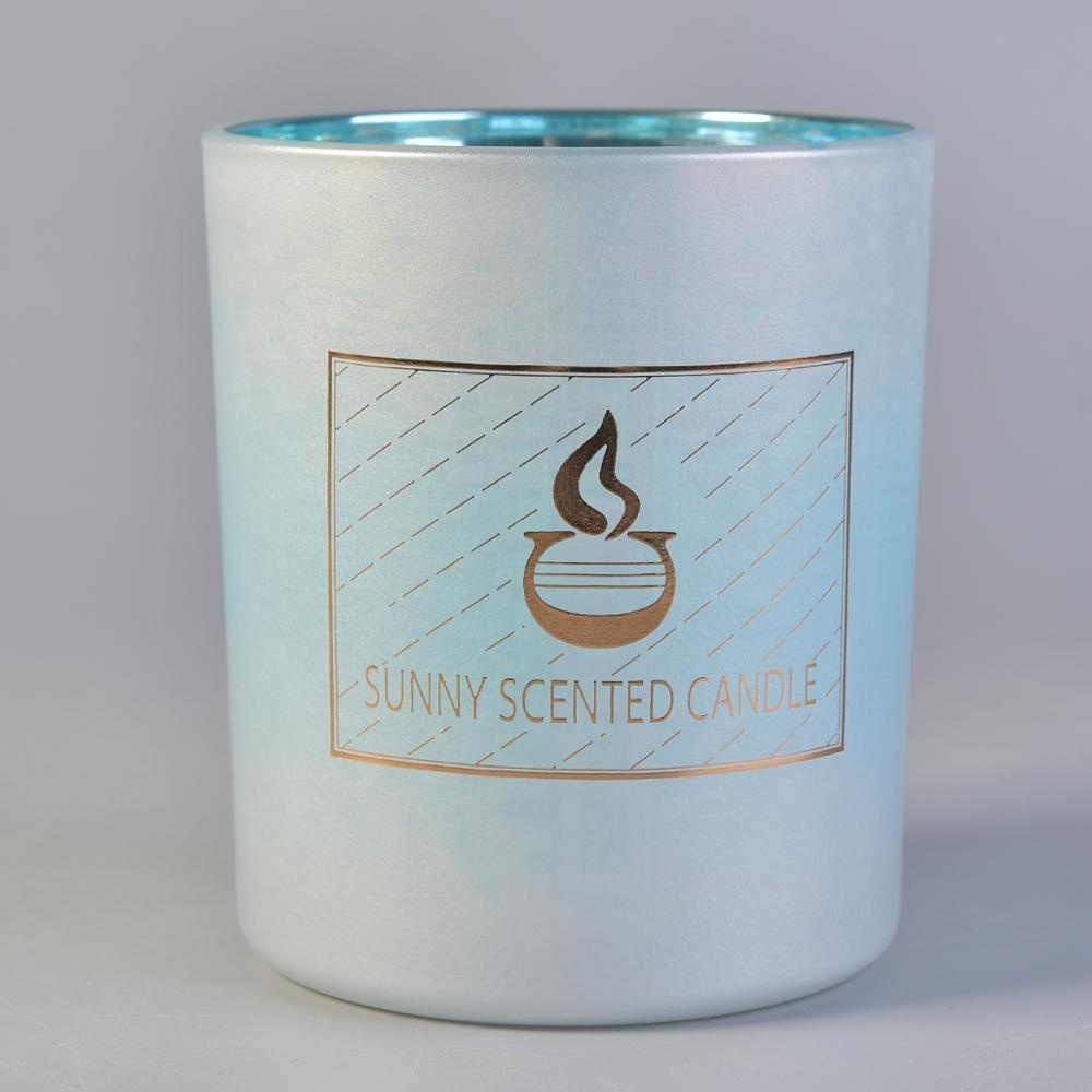 Home decoration cylinder matte color glass candle jar