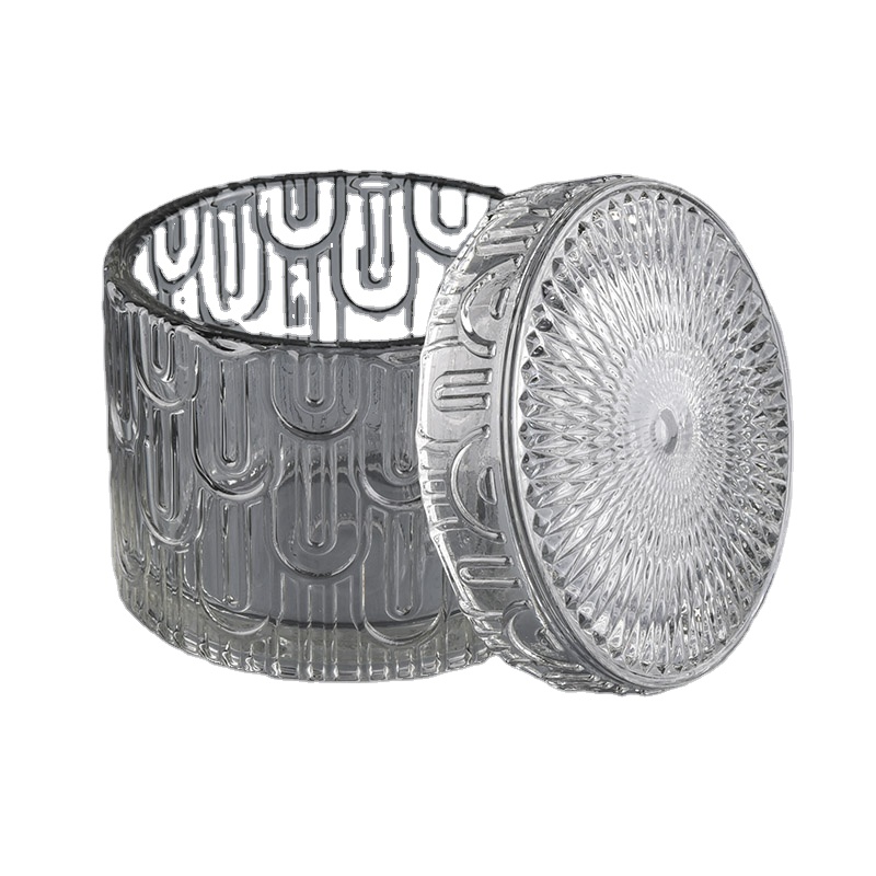 luxury geo cut glass candle jar of decorative wedding with lid