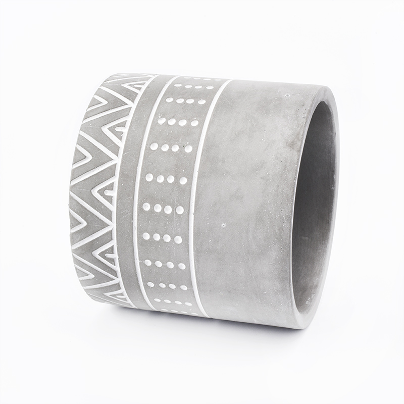 21oz engraving grey cement candle containers home decor concrete candle holders