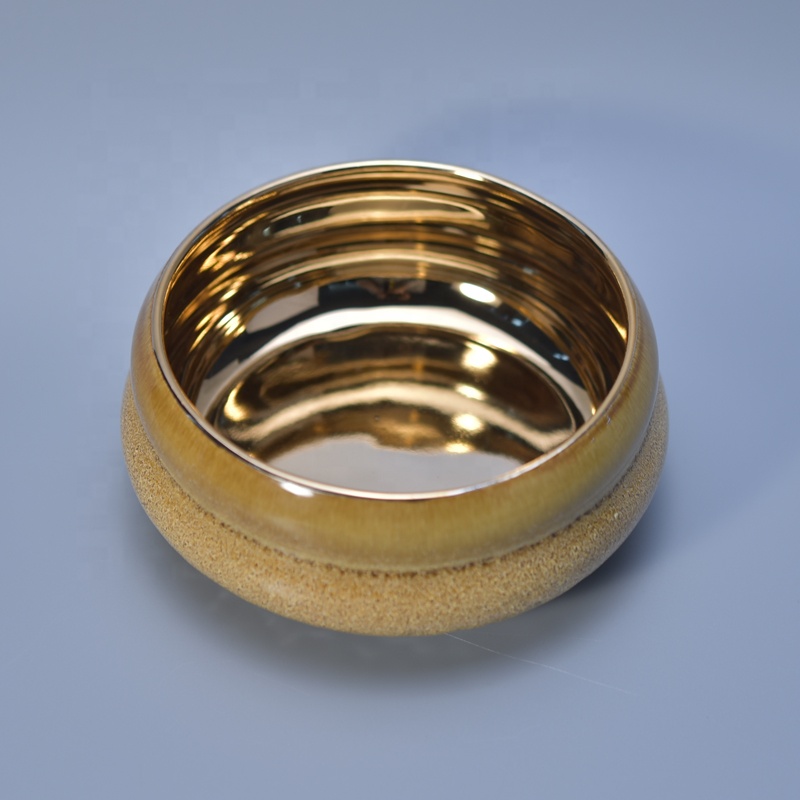 Wholesales luxury large electroplated gold ceramic candle container