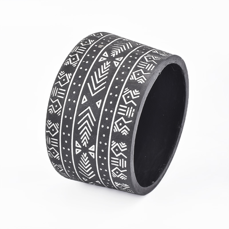 25oz engraving pattern cement candle containers home decor candle holder