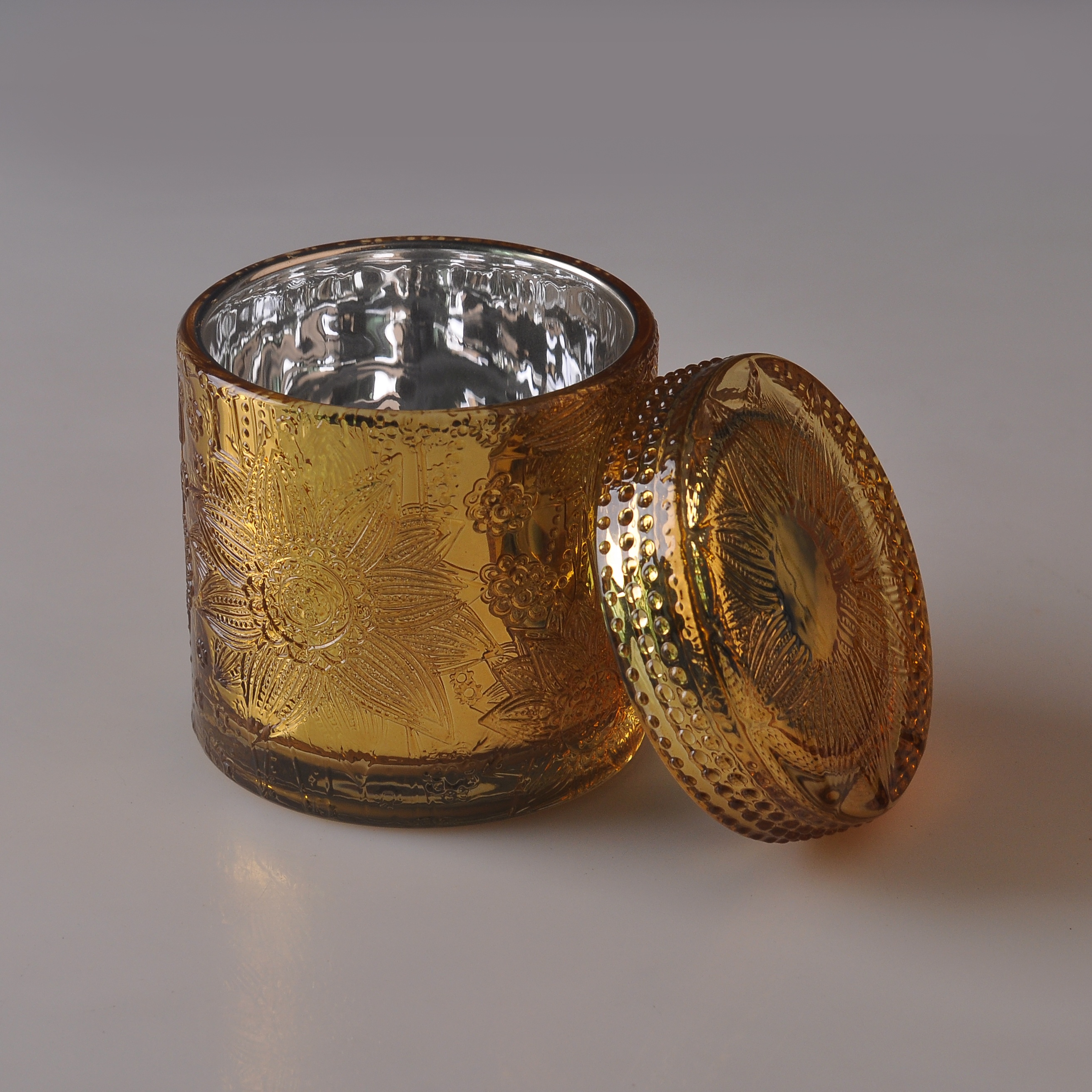 10oz 20oz Wholesales custom flower luxury glass candle jar with lid