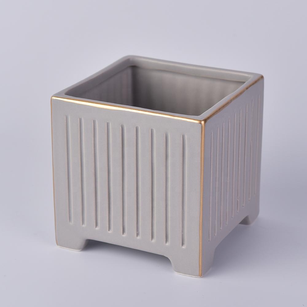 Luxury square grey candle ceramic vessel wholesales