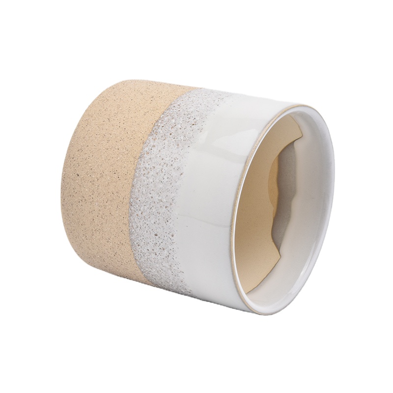 17oz Colorful Sand Effect Ceramic Candle Holders Candlestick  for Home Decor