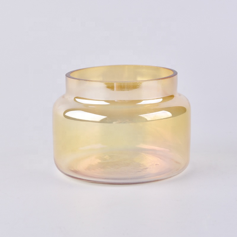 Golden  glass candle containers for home decoration