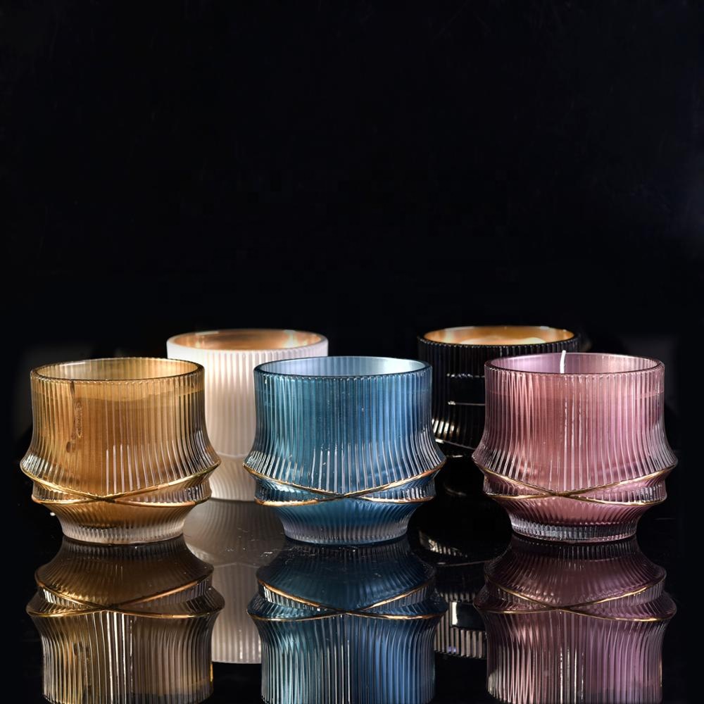 10oz Home decoration luxury heat resistant blue candle glass jar holder