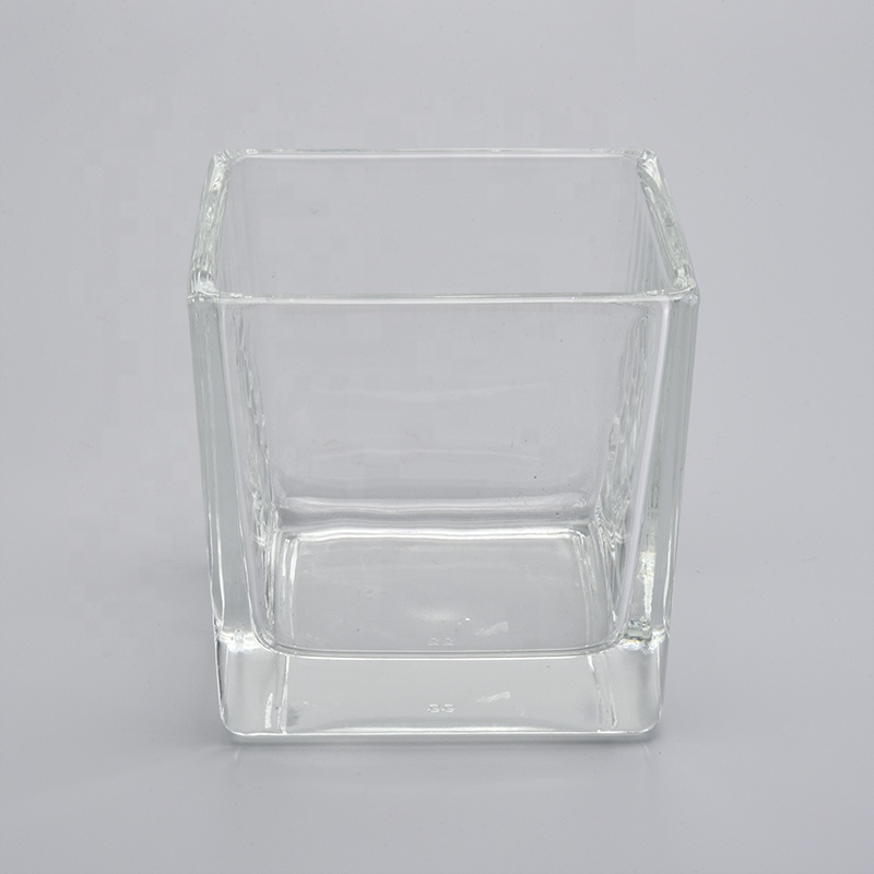7oz square  high-white transparent glass candle jar soy wax candle holder