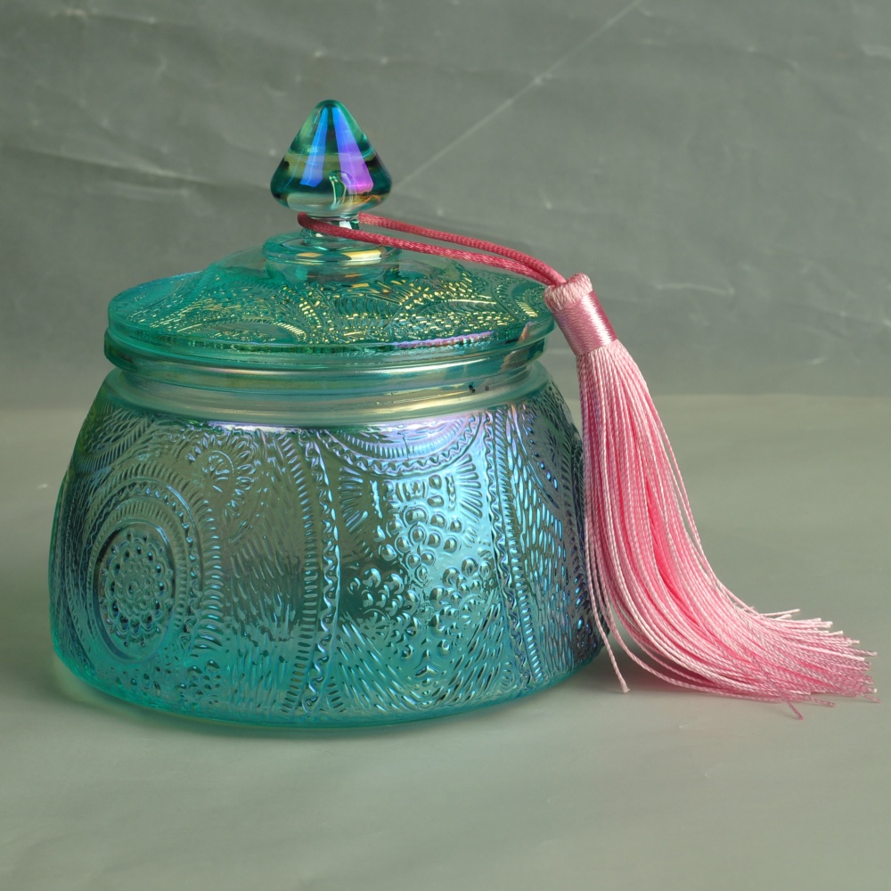 10oz Home decoration luxury customized candle glass container with lid