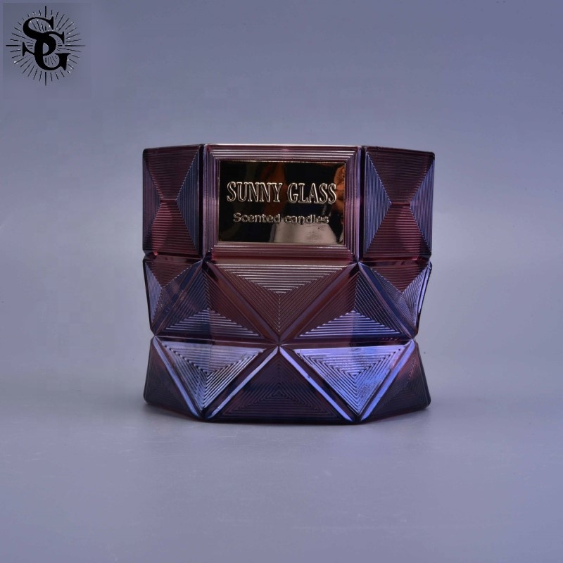 Sunny unique design top sell Hexxagon glass candle holders made by China good supplier