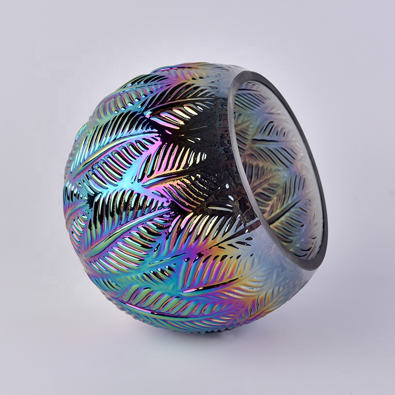 Sunny lotus electroplated glass candle container bulk