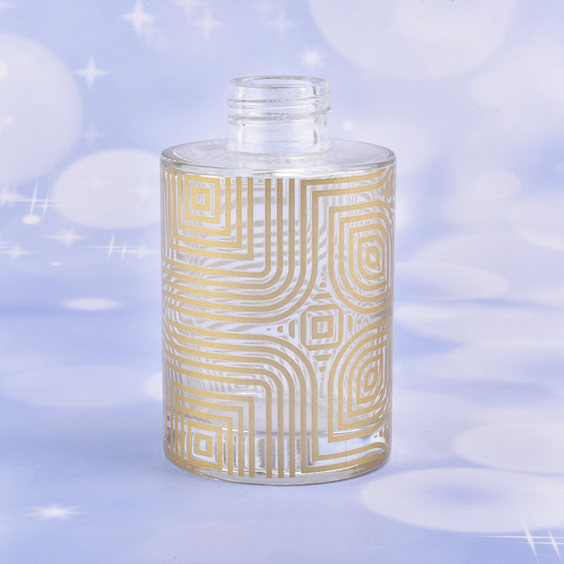 Cylinder golden decal glass diffuser bottle glass perfume bottle fragrance