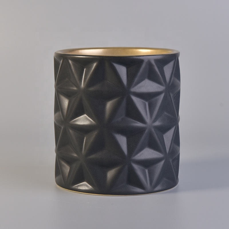 Unique matte plated ceramic candle holders black home decor