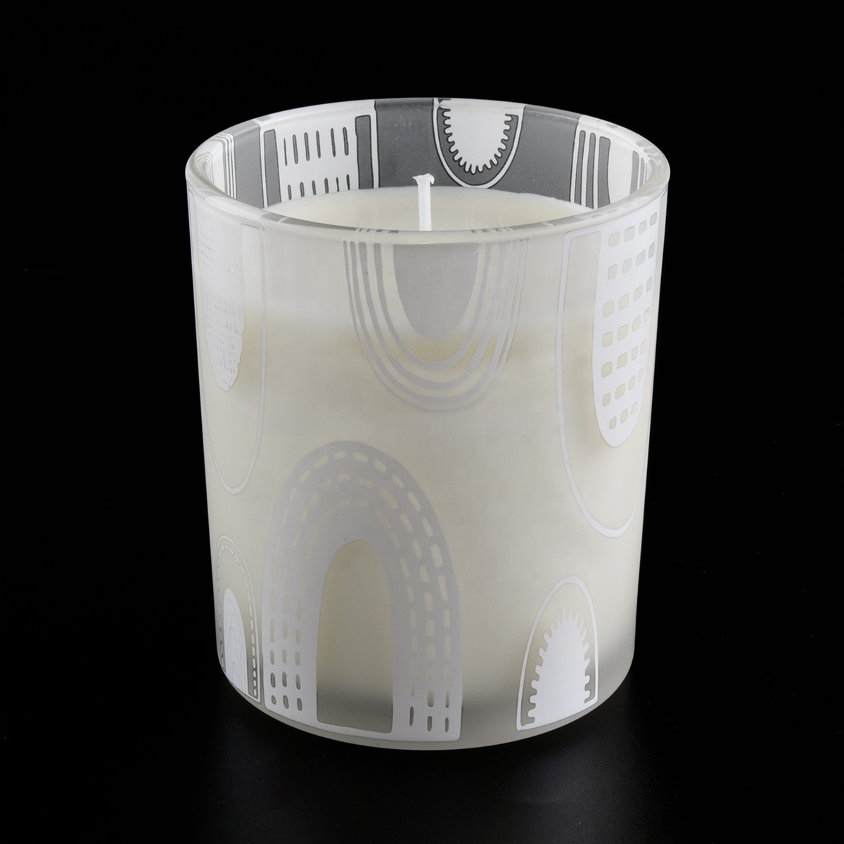 Sunny design luxury white and black matte glass candle jar holders