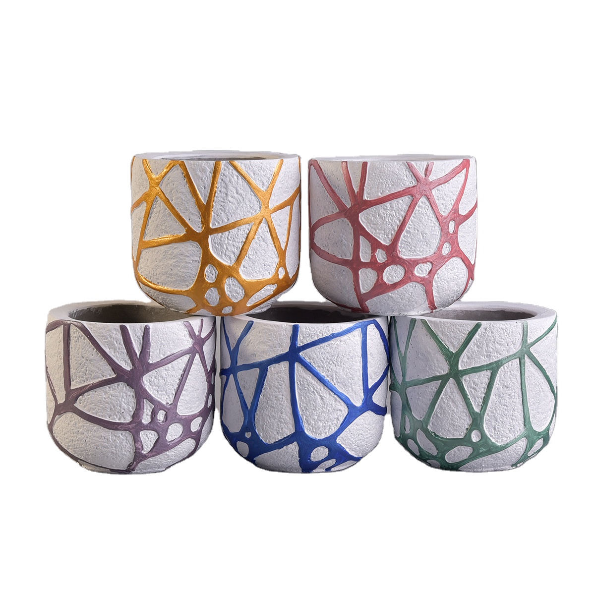 8oz 10oz 14oz Sunny cylinder custom empty gold cement candle vessel