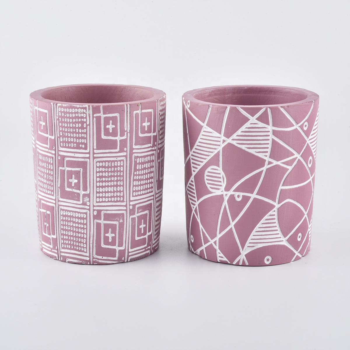 Wholesales cylinder pink Ceramic Candle jars 10oz