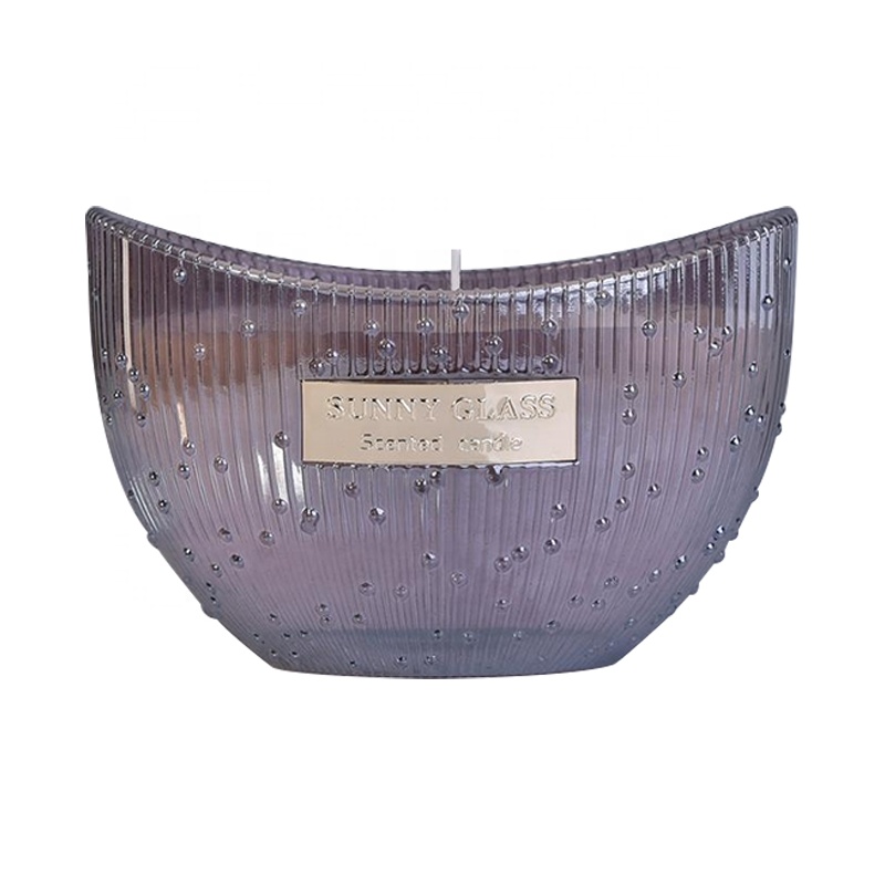 Sunny new design colorful boat shaped glass candle holders