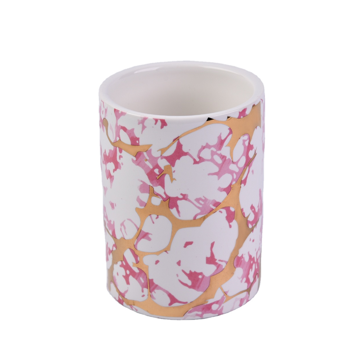 Wholesales custom decorative pink empty ceramic candle jars 10oz