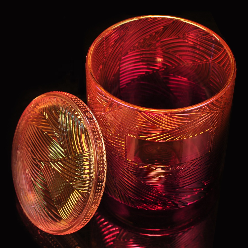 10oz 12oz Christmas lotus glass candle container holder with glass lid