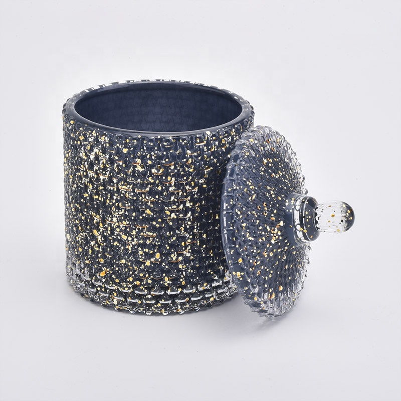 6oz luxury spray color glass candle jars home decorations candle holder with lid